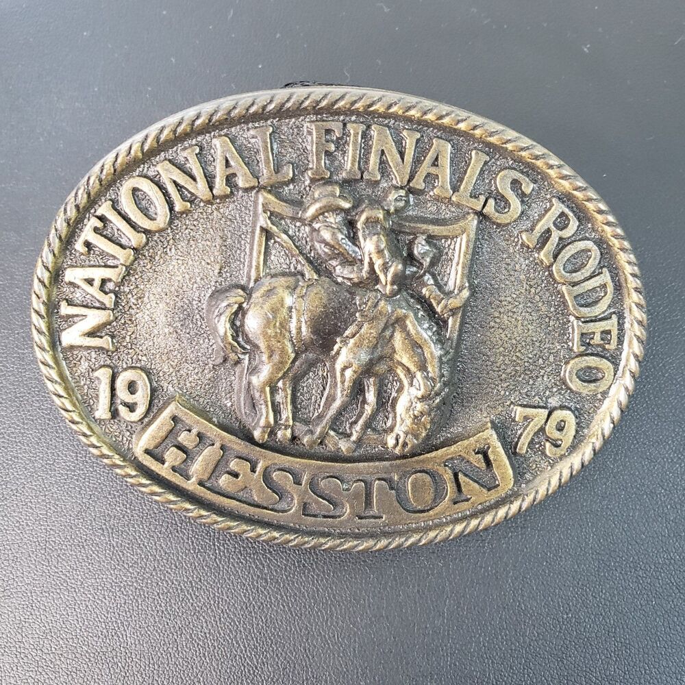 1979 Hesston National Finals Rodeo Brass Belt Buckle Fifth Edition Cowboy Bronc